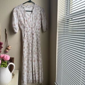 pink and white floral dress